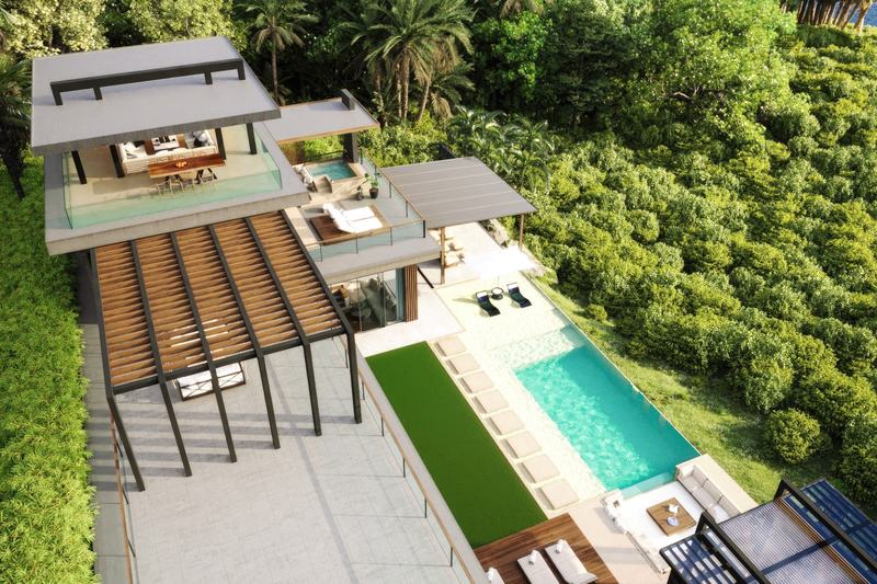 Calypso Villa: вилла с бассейном и террасами с высоты — рендер застройщика