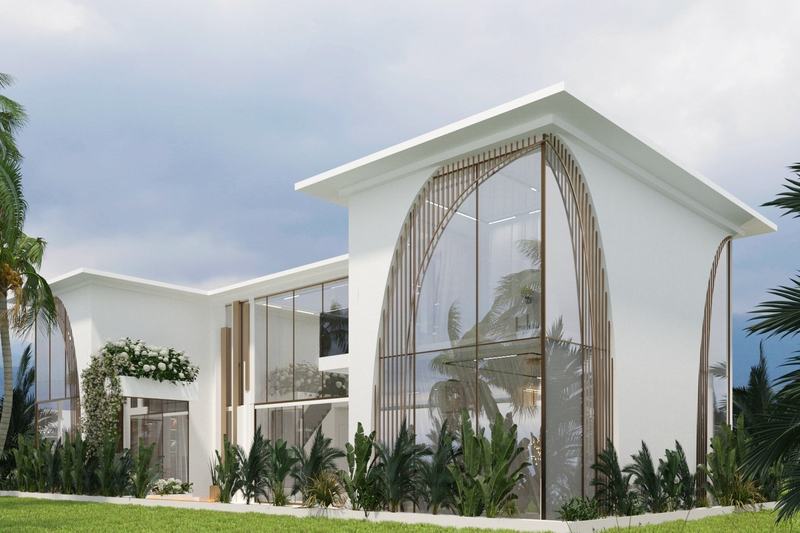 Casa Amormia: фасад виллы с арочным остеклением