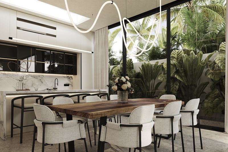 Manta Delmar Villa: столовая на восемь мест рядом с кухней