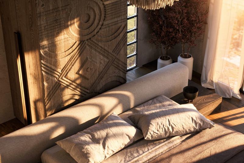 Re-Imagined Villas Ubud 2: рендер спальни с видом на сад