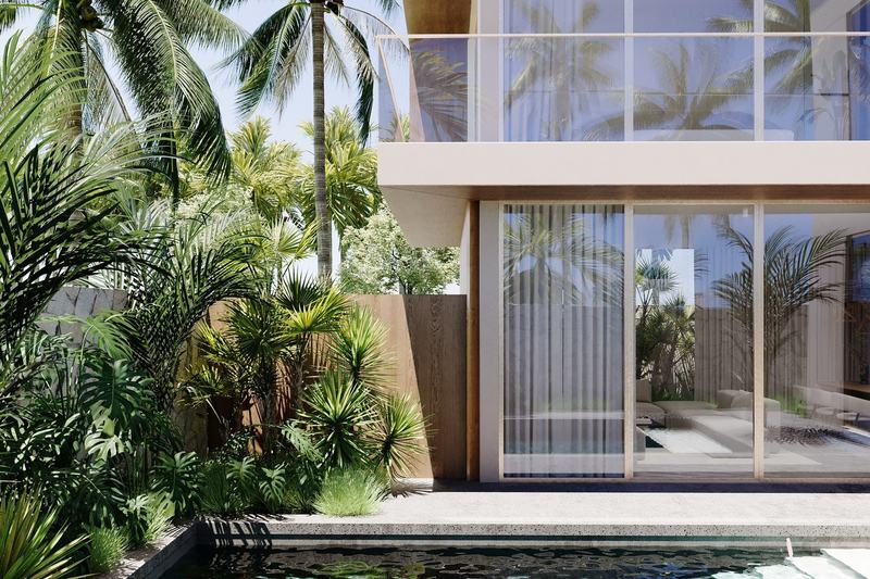 Seseh Sands · Вилла 3BR: вид на проект с воздуха у пляжа Seseh