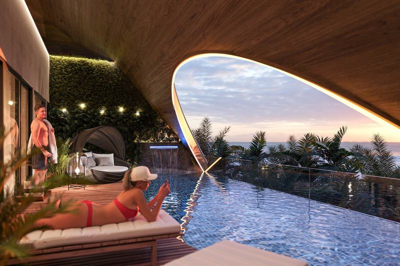 TAO Club House · Студия 28 м²: бассейн на крыше с видом на океан