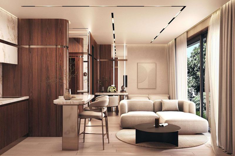 TAO Club House · Студия 39 м²: кухонная зона студии